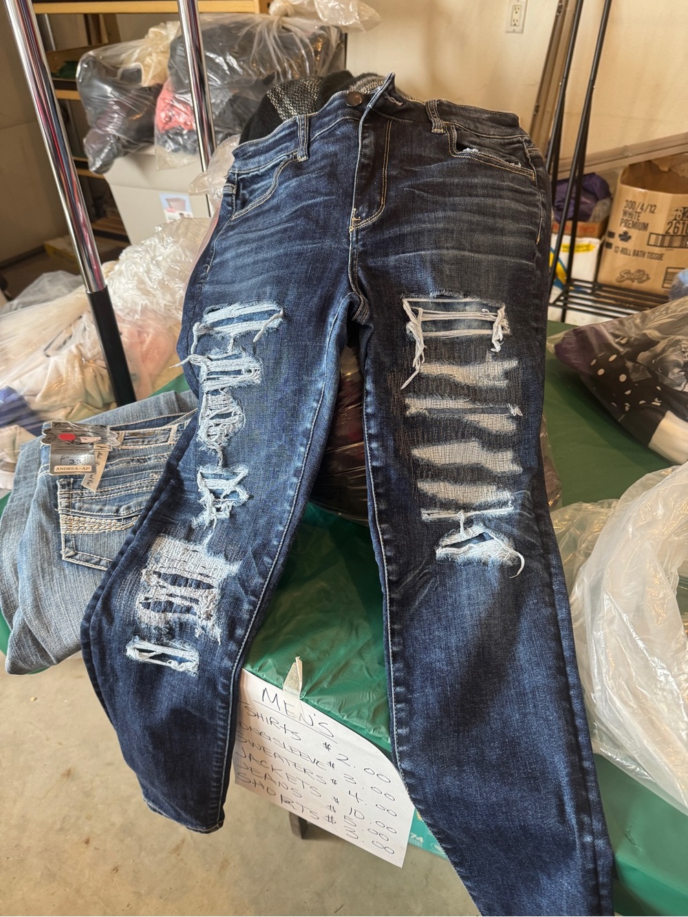 American Eagle Outfitters Distressed Dark Blue Skinny Jeans